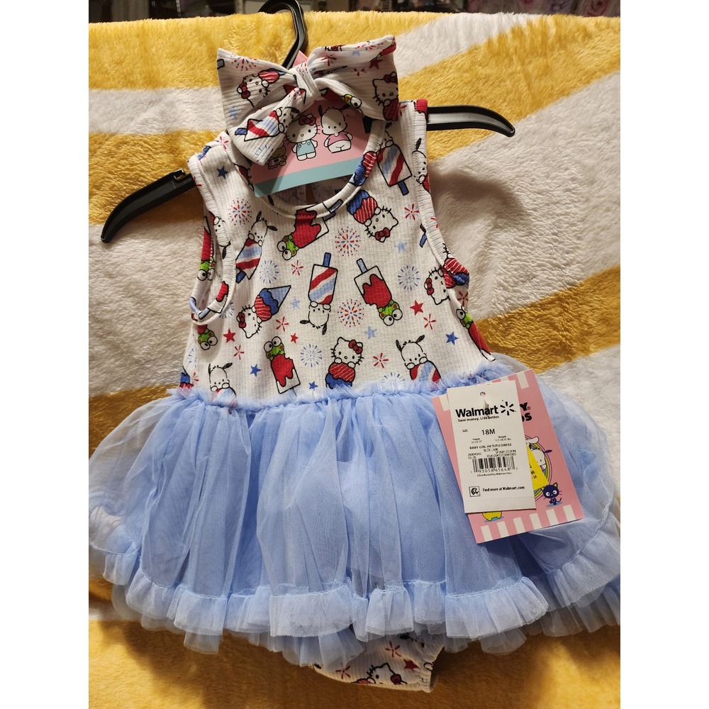 Writing
Hello Kitty & Friends Baby Girls Patriotic Tutu Bodysuit Dress 18M NWT